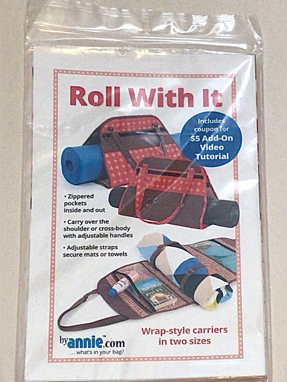 Roll With It by Annie Sewing Pattern Wrap Style Carriers 2 Sizes Yoga Beach NEW
